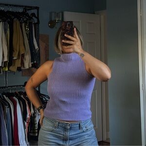 Knit Sleeveless Mock Neck